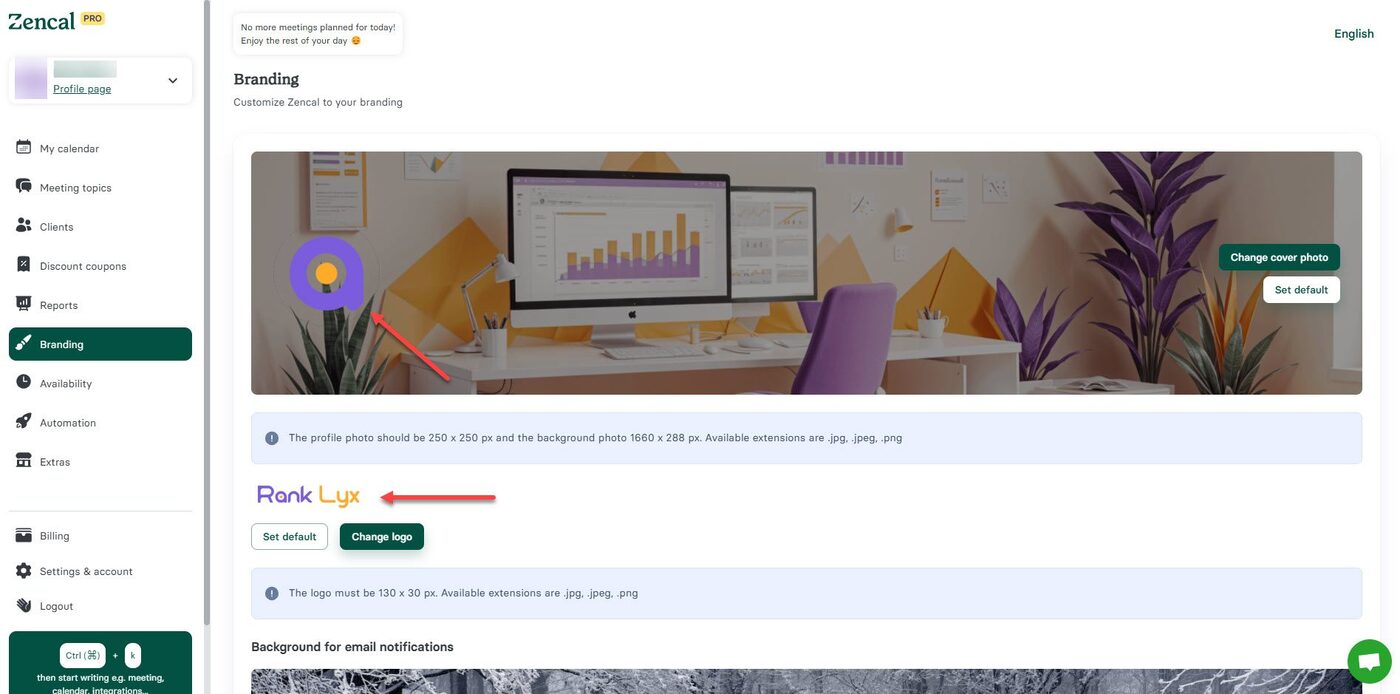 And Branding to Your Booking Page