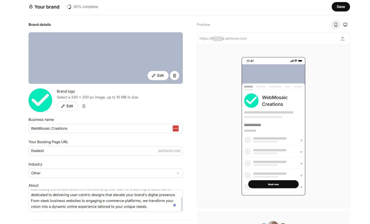 Set Up Your Brand in Setmore