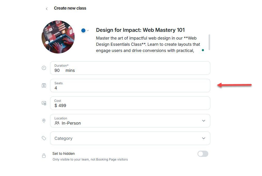 Set up Classes in Setmore