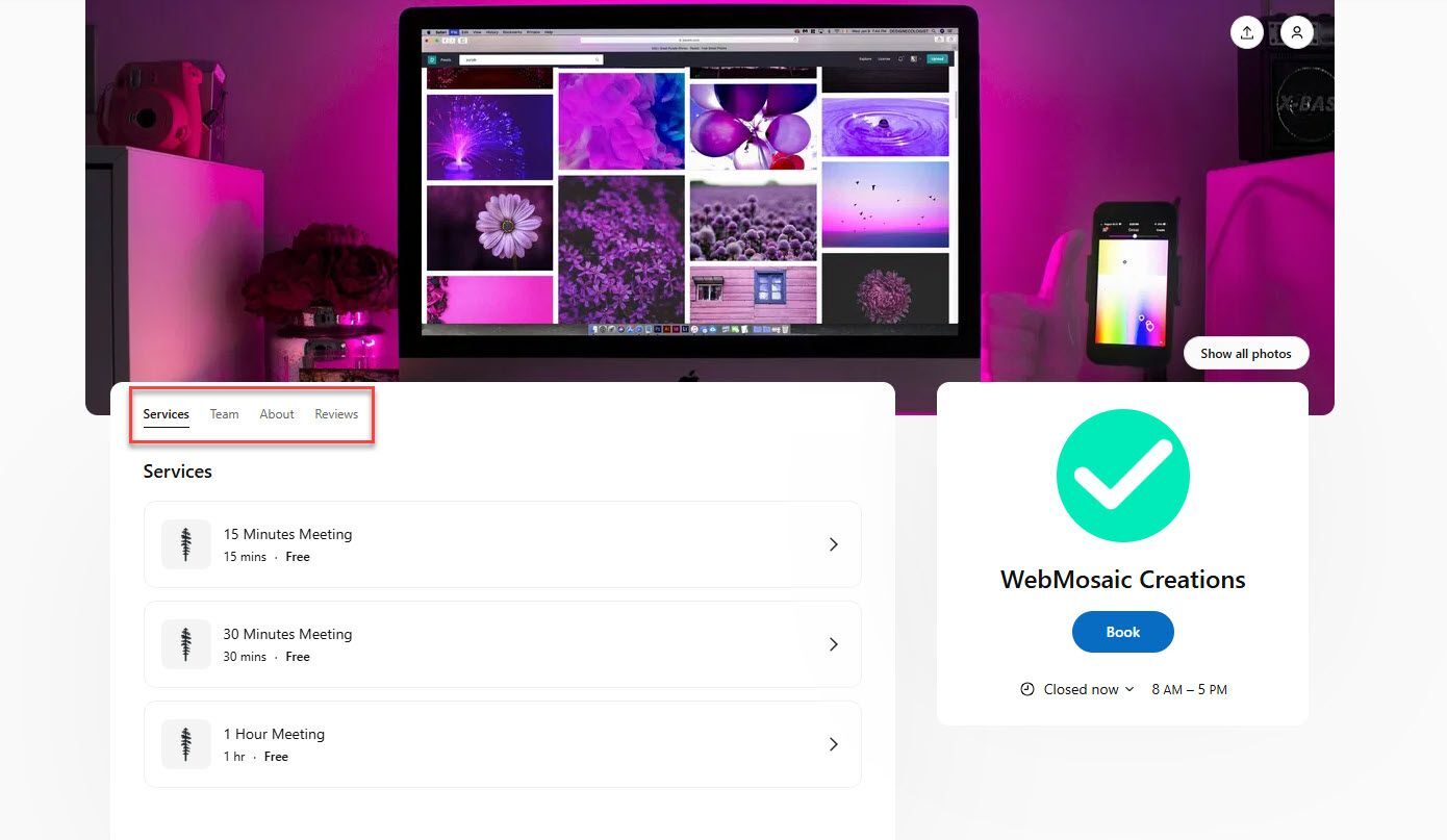 Live Booking Page Created With Setmore