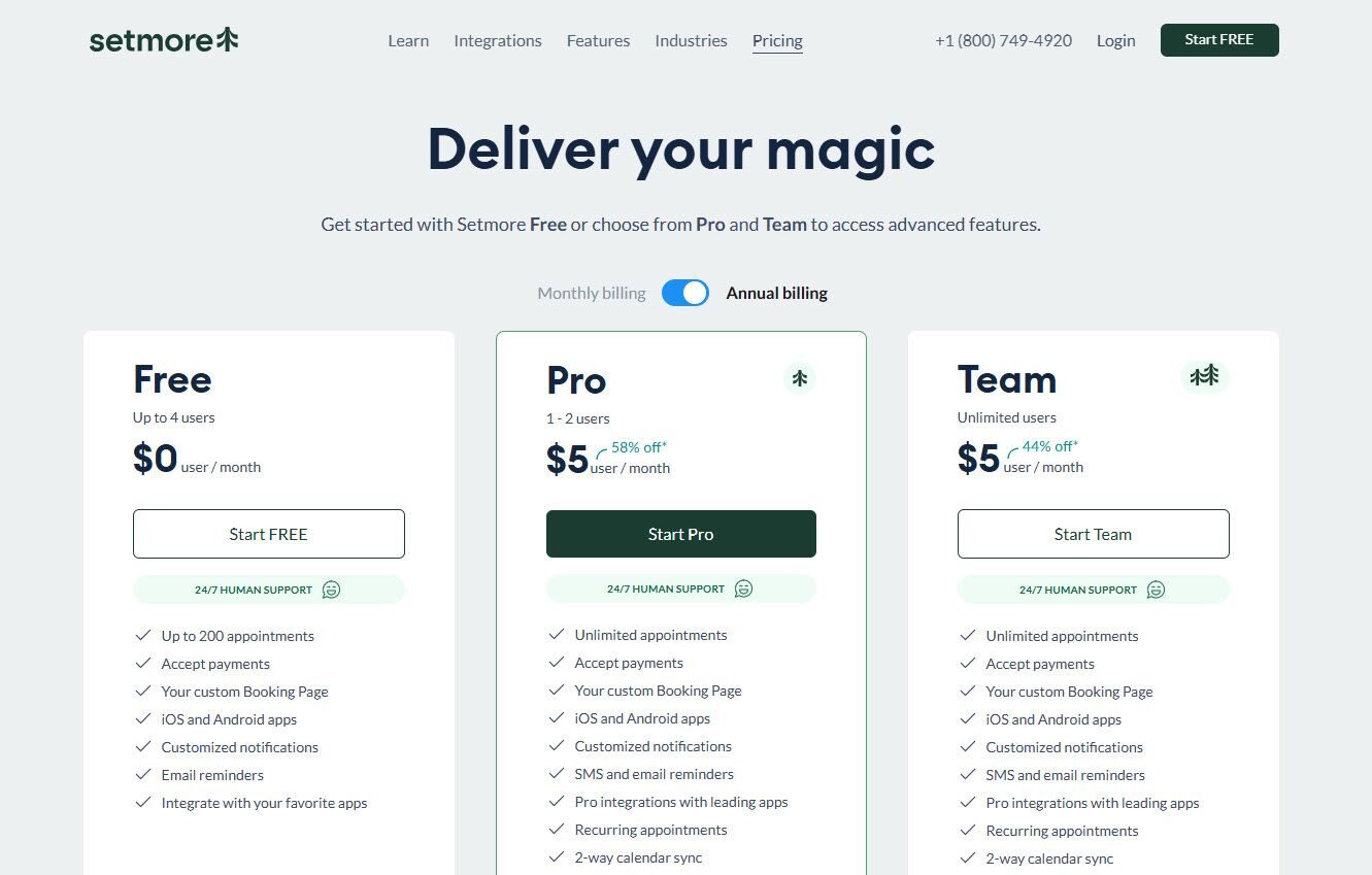 Setmore Pricing Plans