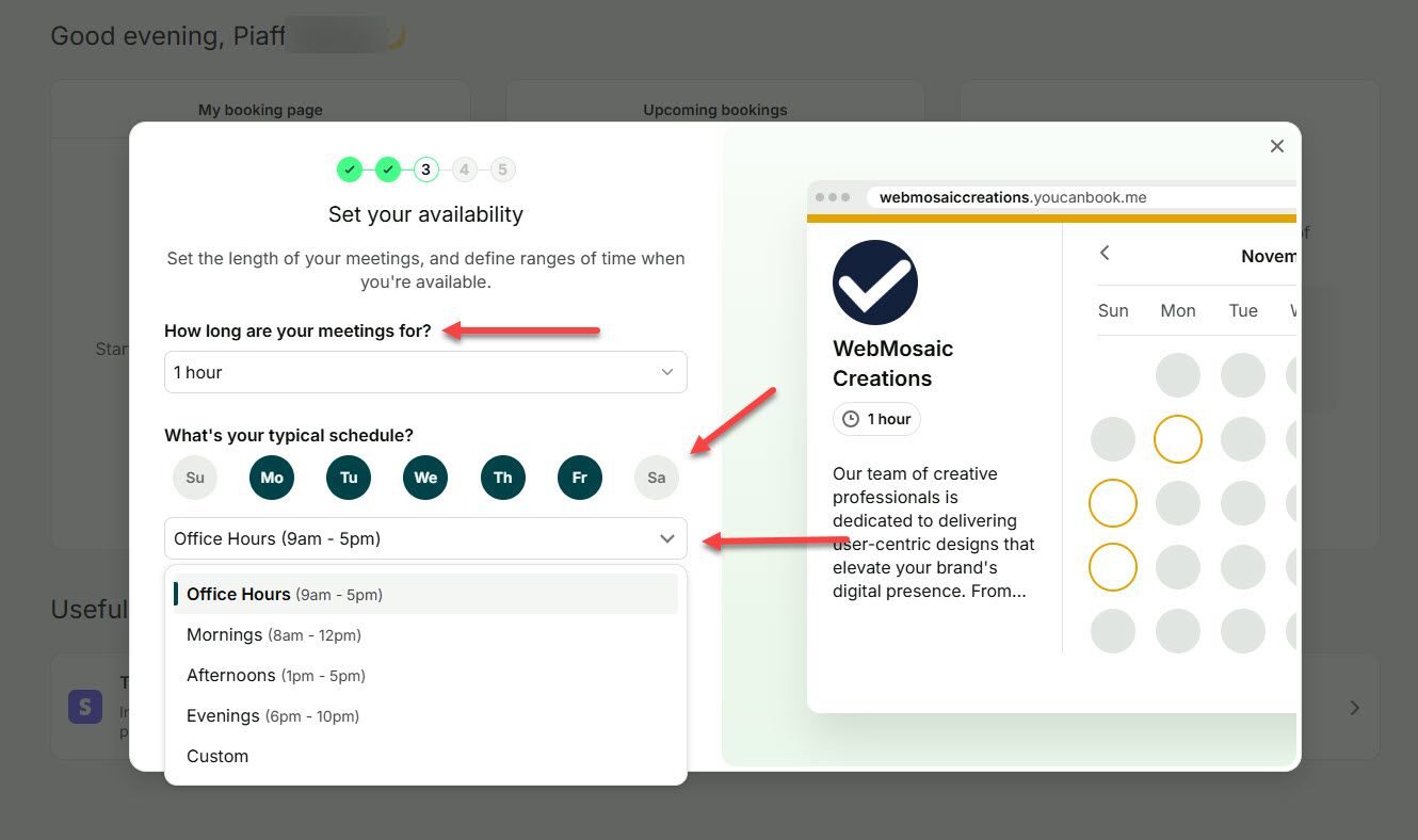 Choose Your Available Time in You Can Book Me