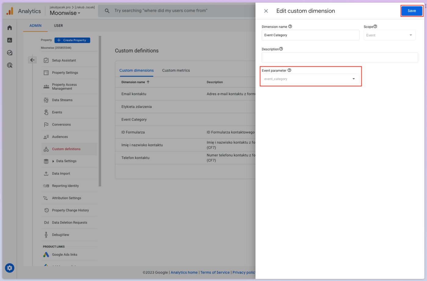 Creating custom dimension in Google Analytics