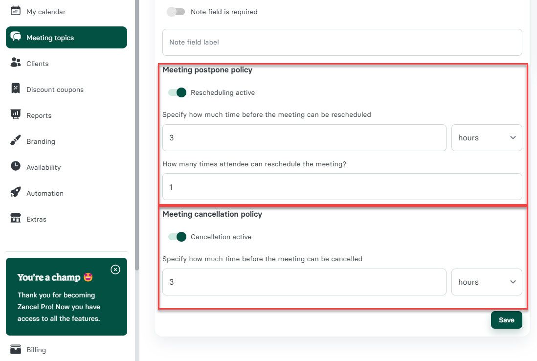 Meeting Cancellation Policy
