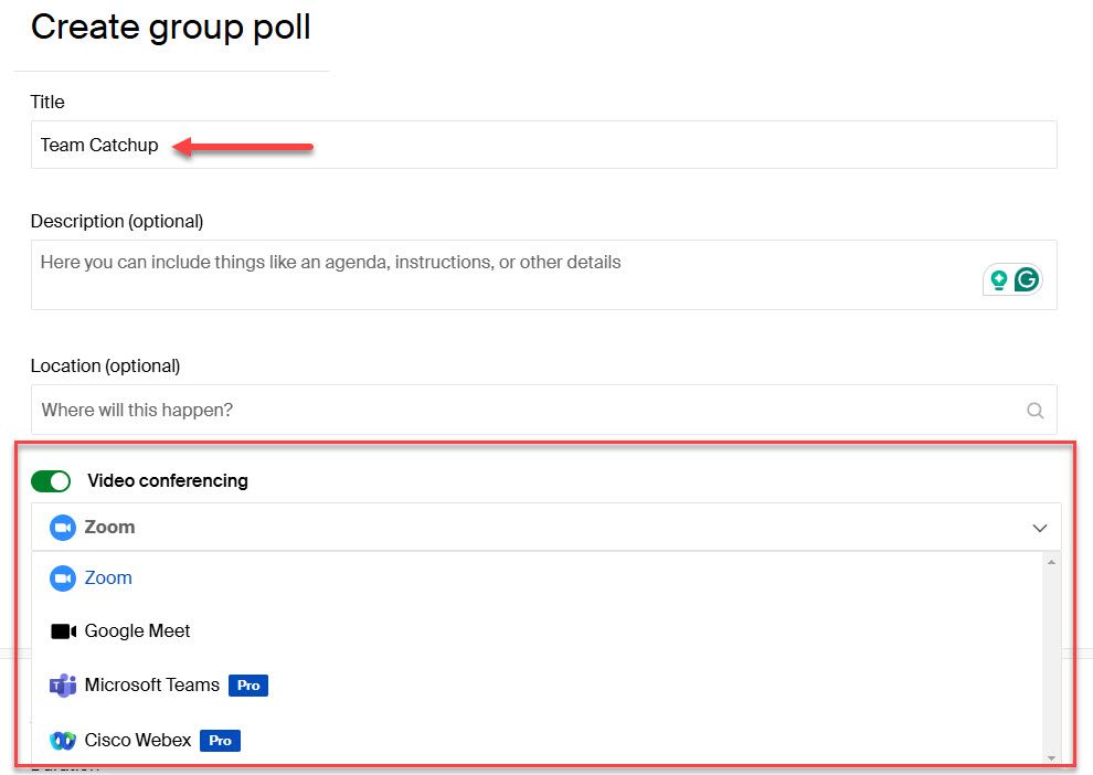 Edit Group Poll Settings in Doodle