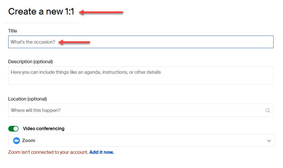 Create One on One Scheduling Page