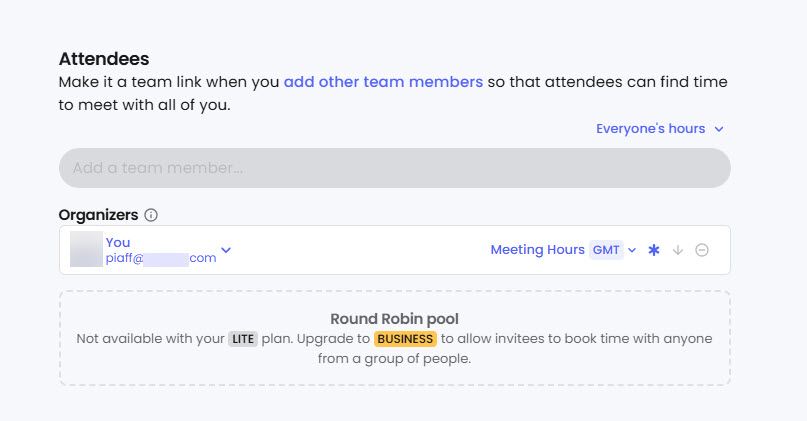 Add team members to meeting booking page