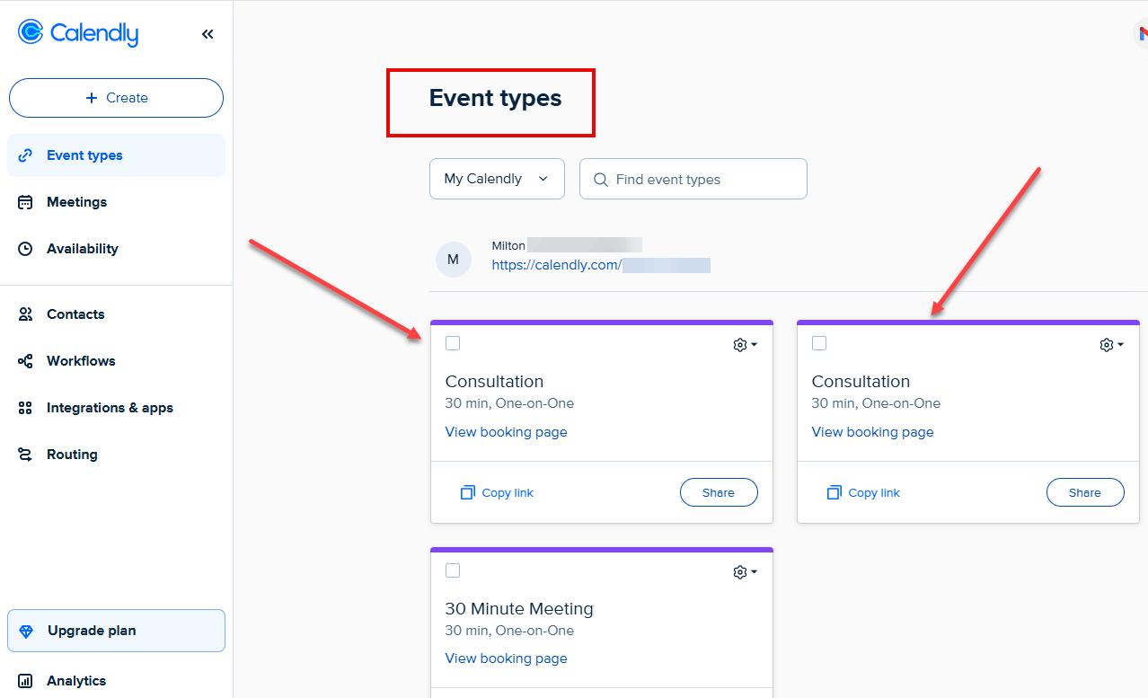 Create Event Types in Calendly