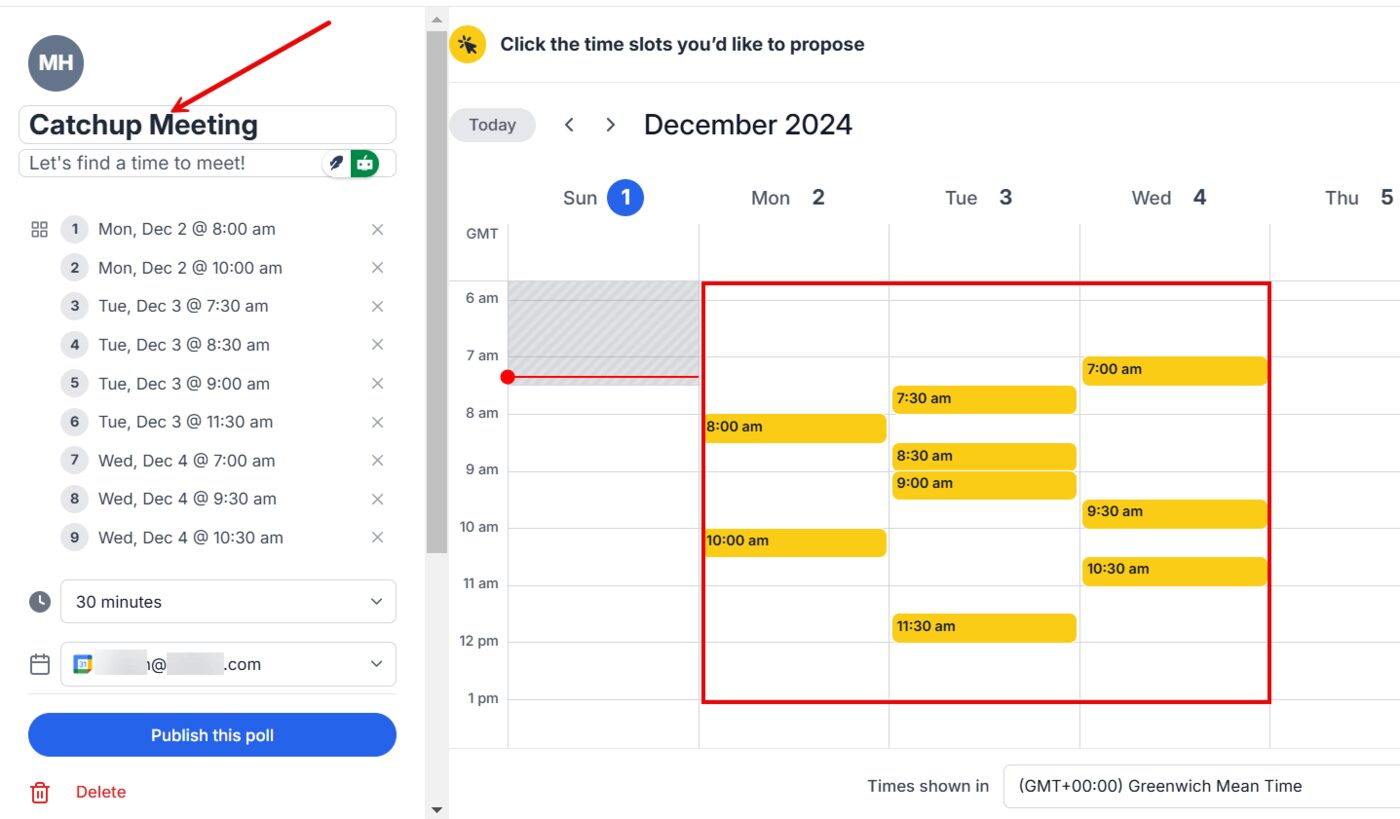 Create Meeting Poll in SavvyCal