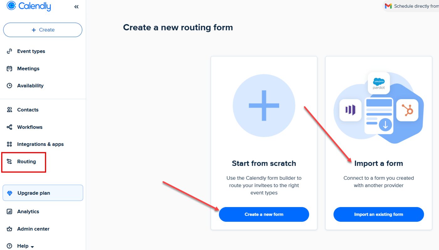 Create Routing Form in Calendly