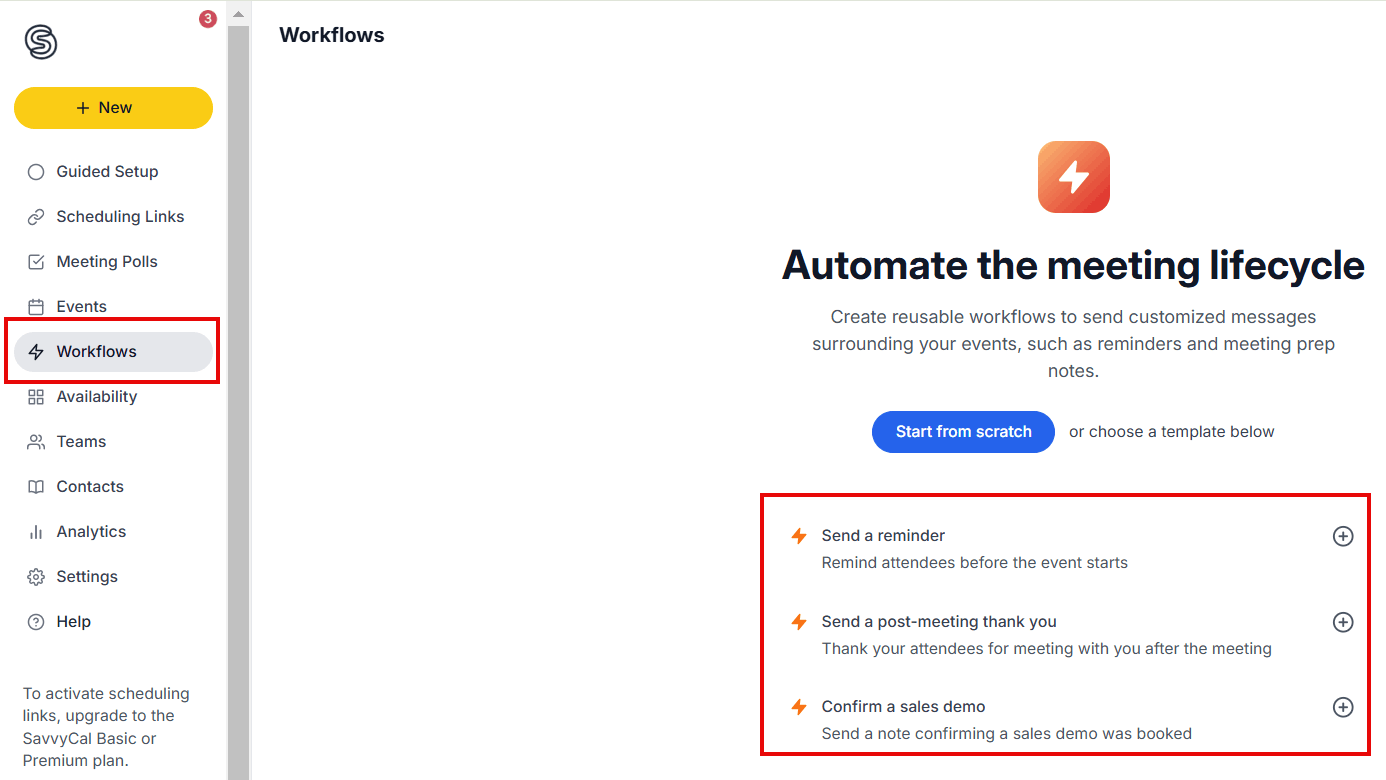Create Workflows in SavvyCal