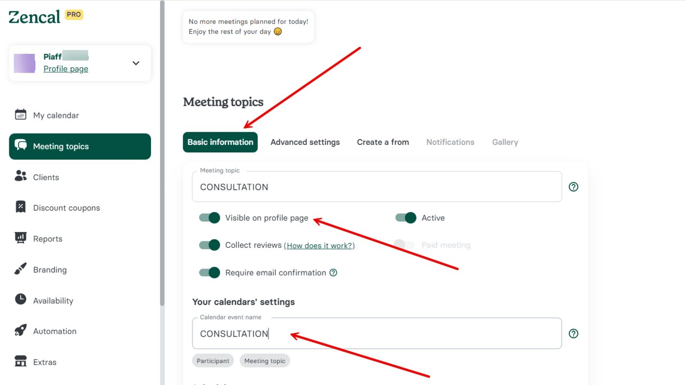 Customize Booking Page in Zencal