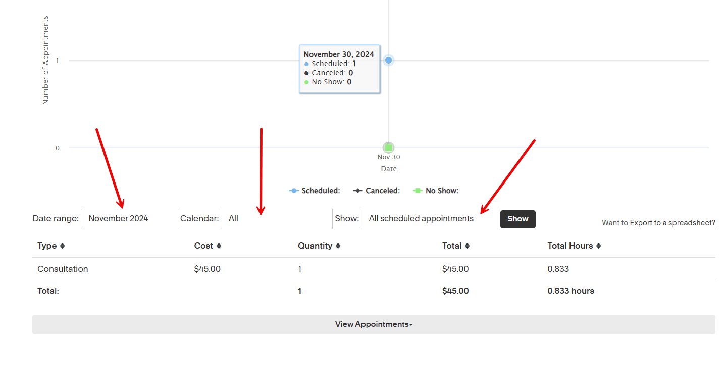 Filter Meetings in Acuity Scheduling