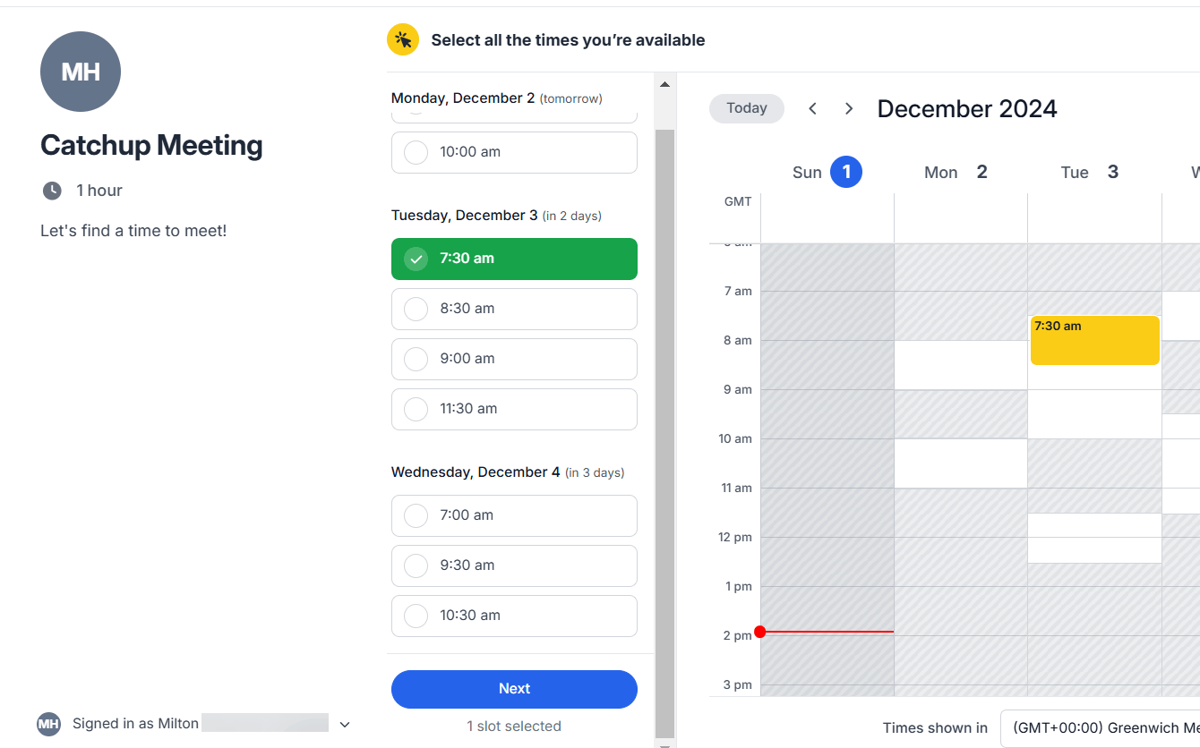 Live Meeting Poll Created With SavvyCal
