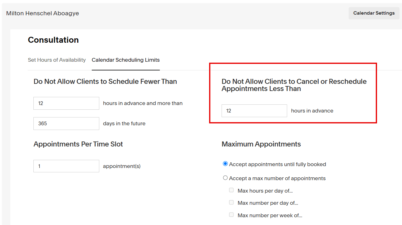 Meeting Cancelation Policies in Acuity Scheduling