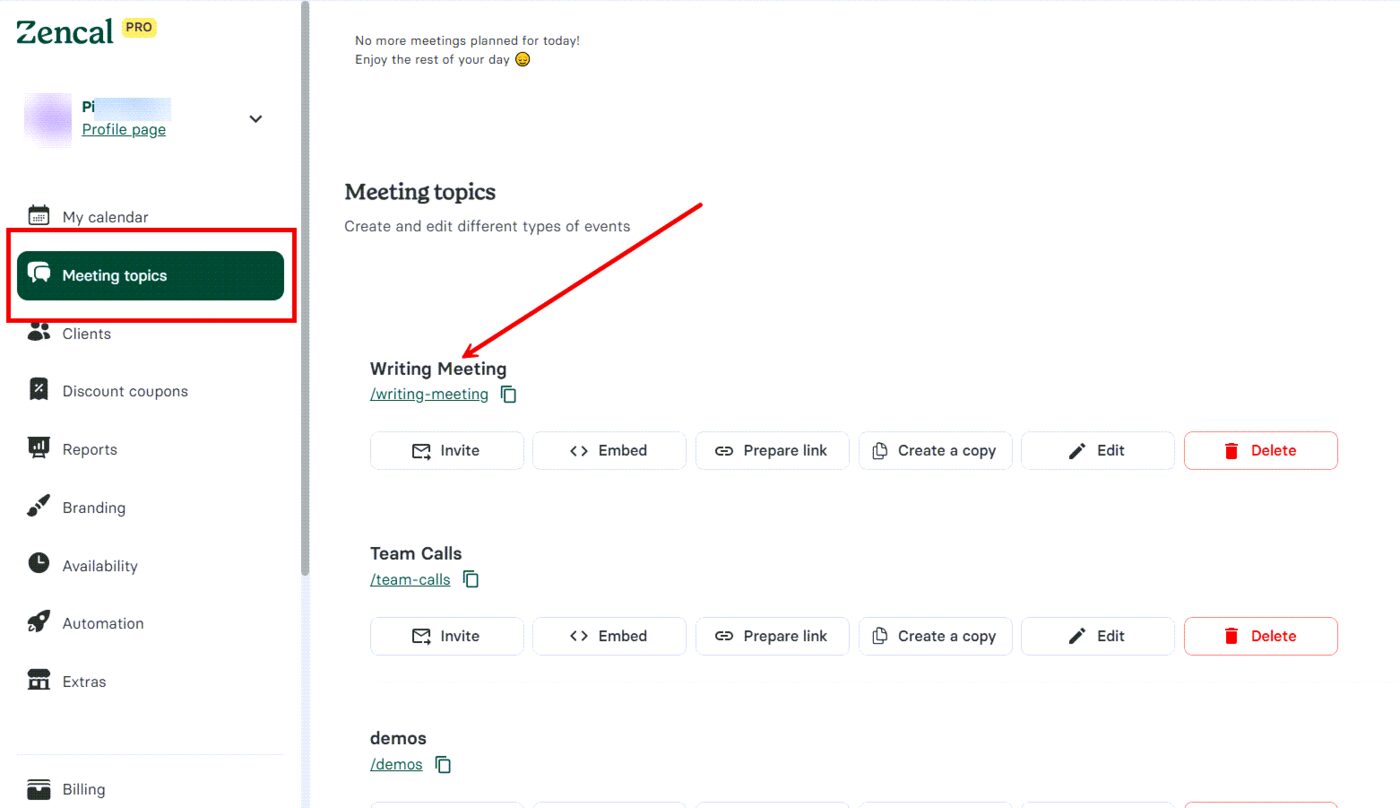 Meeting Topics in Zencal