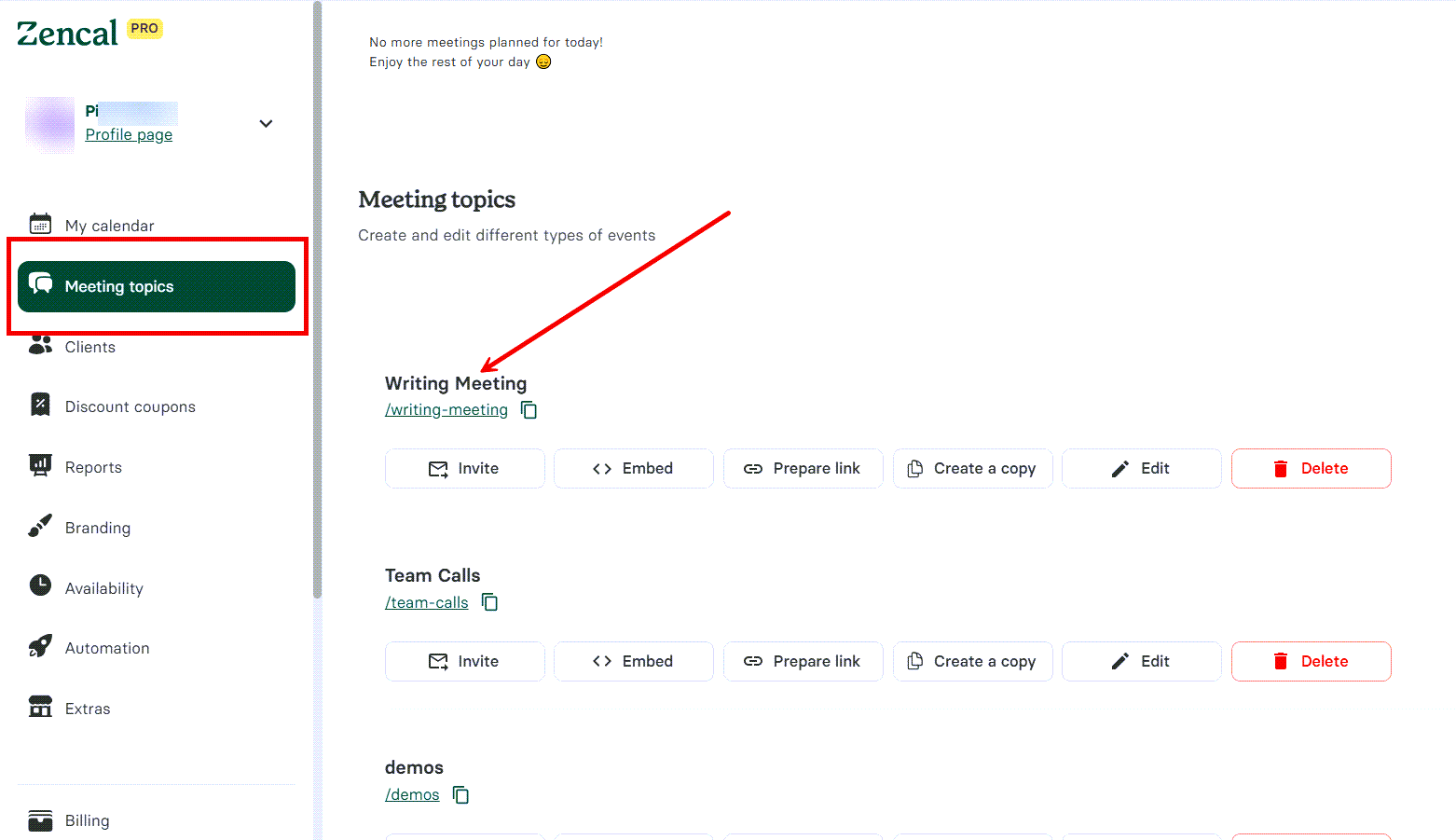 Meeting Topics in Zencal