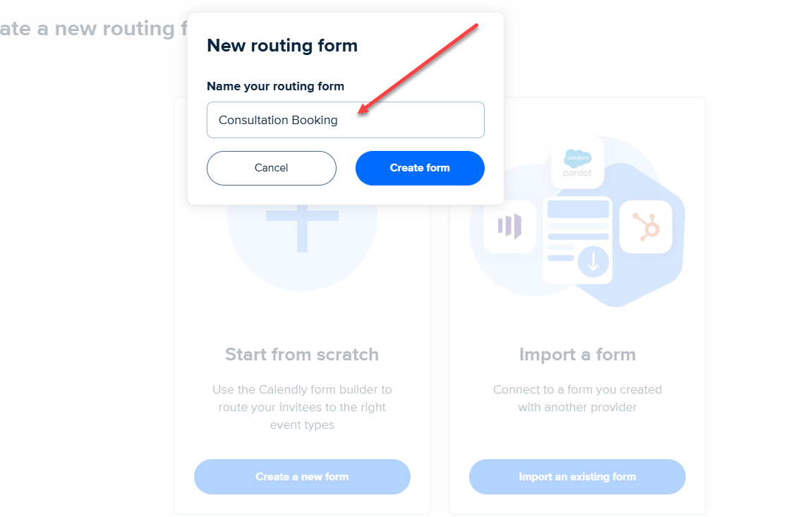 Name Routing Form in Calendly
