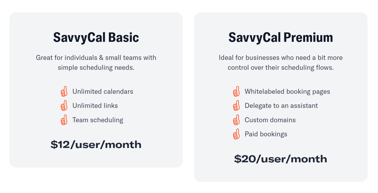SavvyCal Pricing Plans