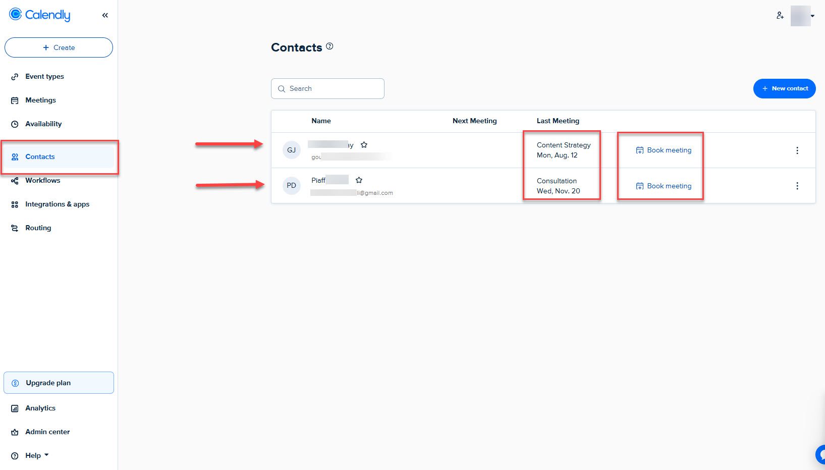 View Contacts in Calendly