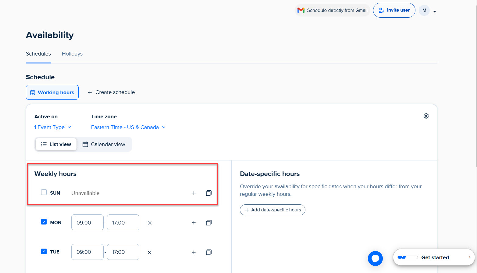 Availability Options in Calendly