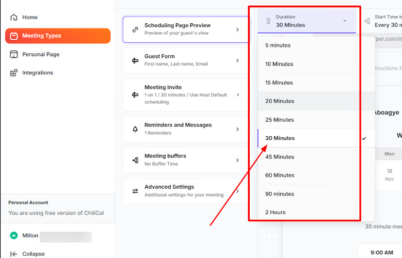 Set availability in ChiliCal
