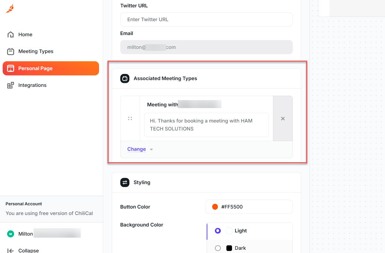 Check Associated Meeting Types In ChiliCal