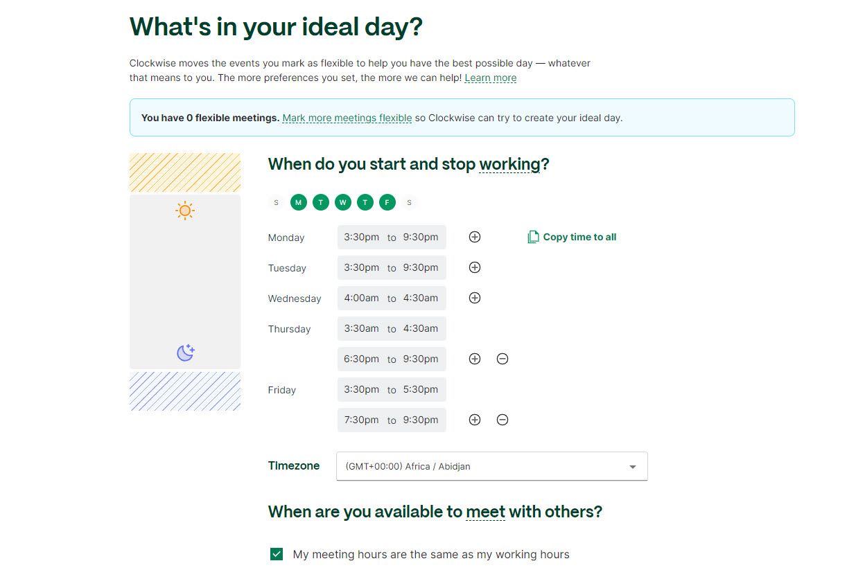 Set Availability in Clockwise