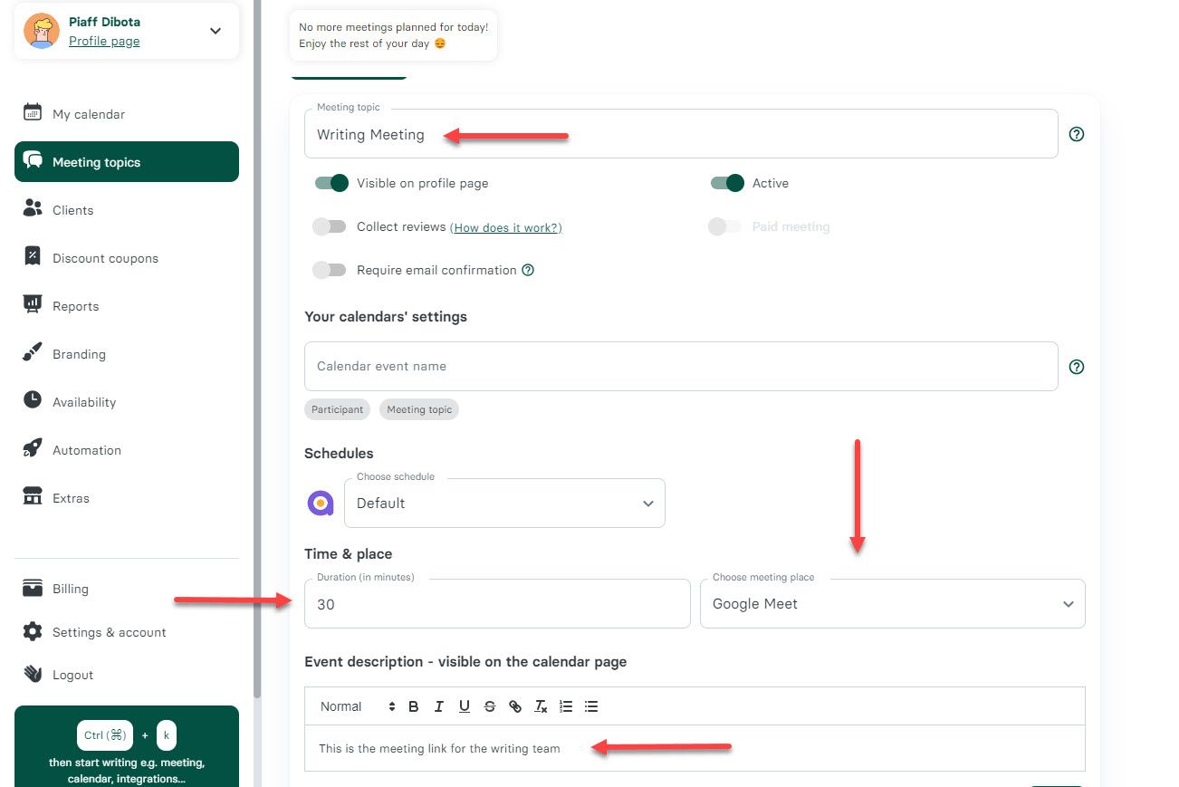Create a Booking Page in Zencal