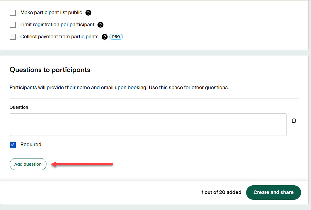 Add Questions to Your Event Page in Doodle