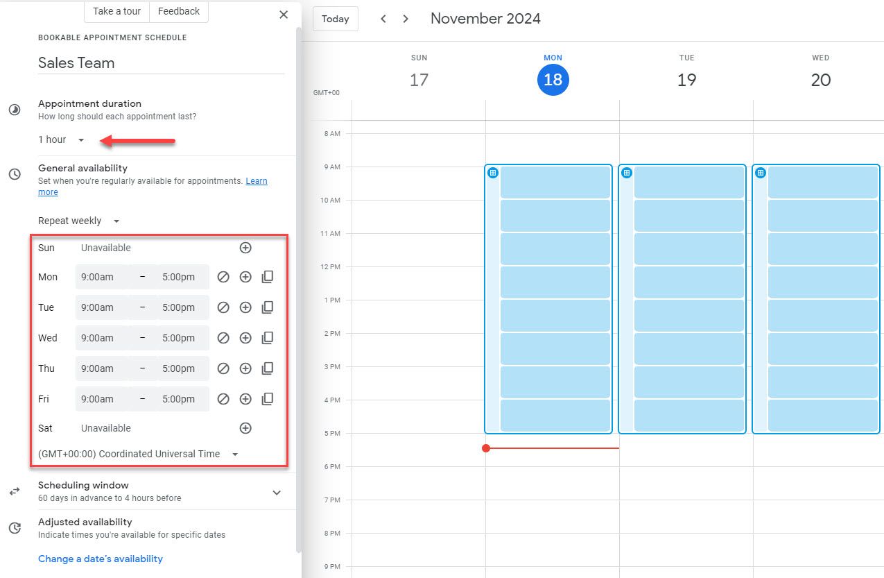 Configure Booking Page in Google Calendar