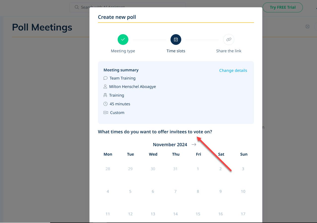 Set The Meeting Times to Vote For