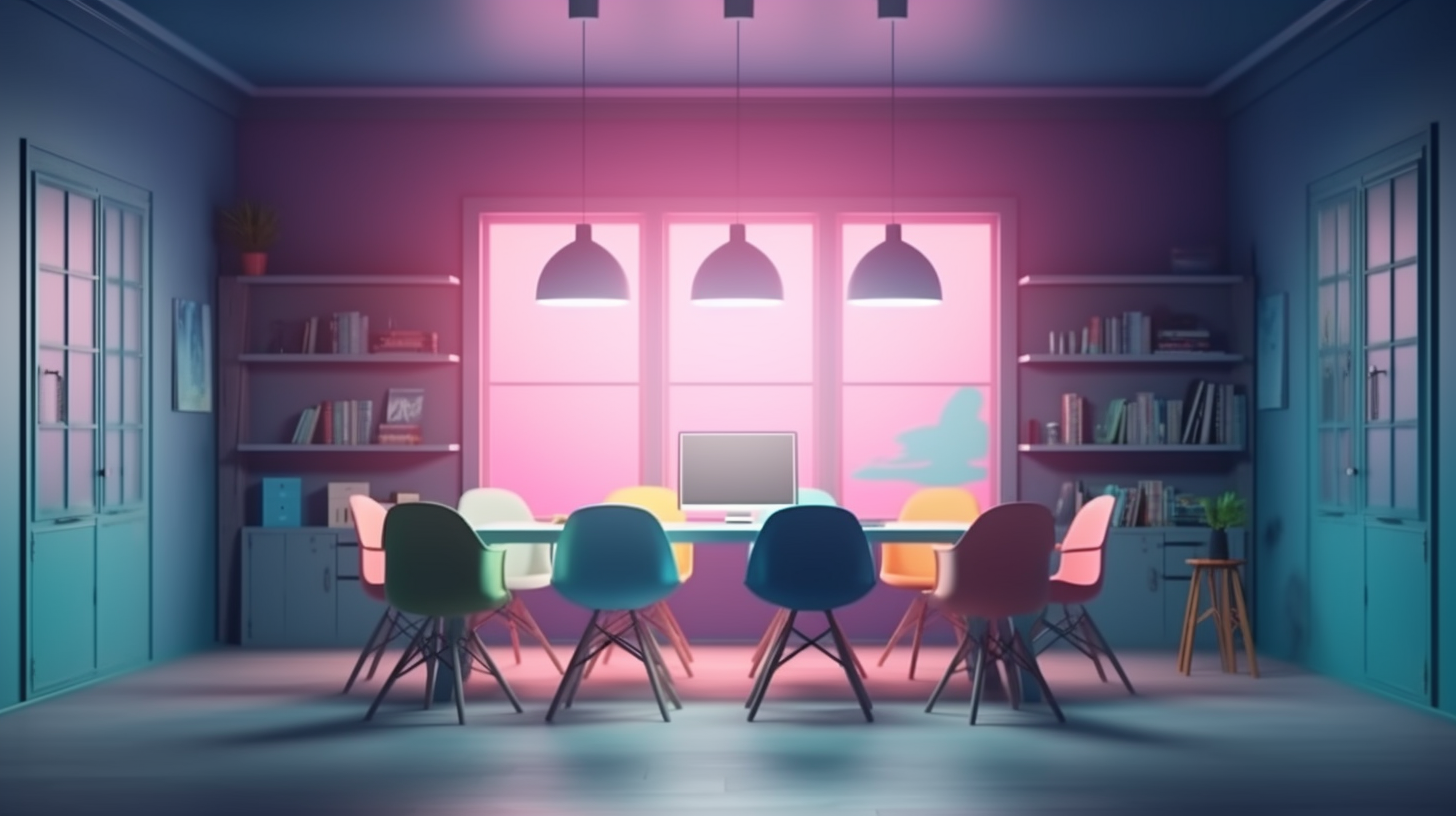 Bright office environment with plants